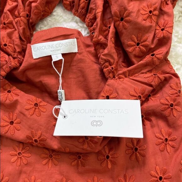 Caroline Constas Wren Puff-Sleeve Square Neck Daisy Mini Dress Sienna - Picture 4 of 8